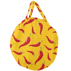 Chili Vegetable Pattern Background Giant Round Zipper Tote by BangZart