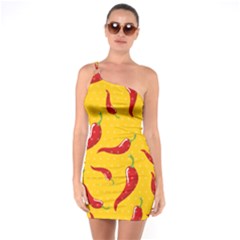 Chili Vegetable Pattern Background One Soulder Bodycon Dress by BangZart