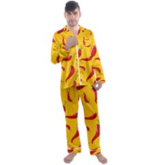 Chili Vegetable Pattern Background Men s Long Sleeve Satin Pyjamas Set by BangZart