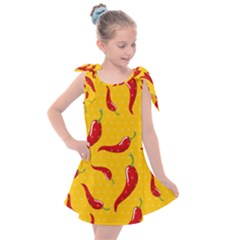 Chili Vegetable Pattern Background Kids  Tie Up Tunic Dress by BangZart