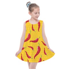 Chili Vegetable Pattern Background Kids  Summer Dress by BangZart