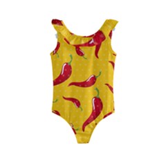 Chili Vegetable Pattern Background Kids  Frill Swimsuit by BangZart