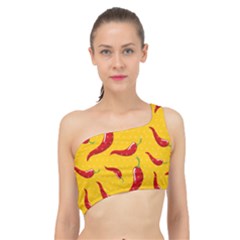 Chili Vegetable Pattern Background Spliced Up Bikini Top  by BangZart