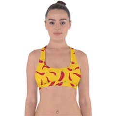 Chili Vegetable Pattern Background Cross Back Hipster Bikini Top 