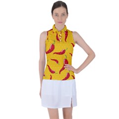 Chili Vegetable Pattern Background Women s Sleeveless Polo Tee