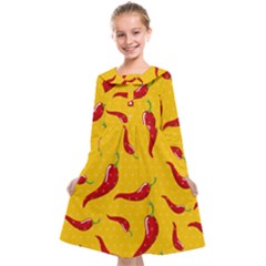 Chili Vegetable Pattern Background Kids  Midi Sailor Dress