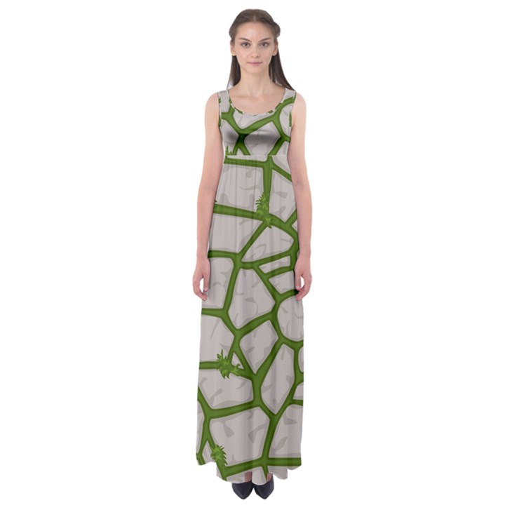 Cartoon gray stone seamless background texture pattern Green Empire Waist Maxi Dress