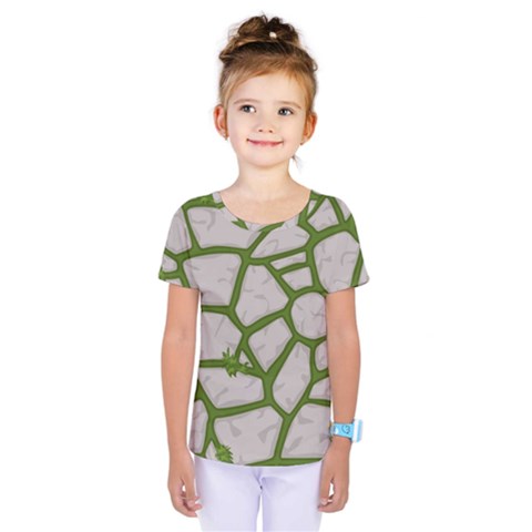 Cartoon Gray Stone Seamless Background Texture Pattern Green Kids  One Piece Tee by BangZart