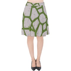 Cartoon Gray Stone Seamless Background Texture Pattern Green Velvet High Waist Skirt by BangZart