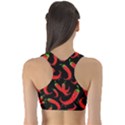 Seamless vector pattern hot red chili papper black background Sports Bra View2