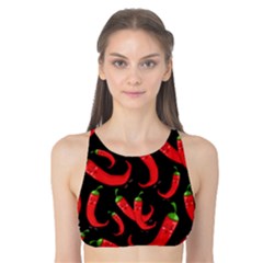 Seamless Vector Pattern Hot Red Chili Papper Black Background Tank Bikini Top by BangZart