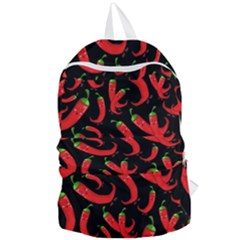 Seamless Vector Pattern Hot Red Chili Papper Black Background Foldable Lightweight Backpack by BangZart