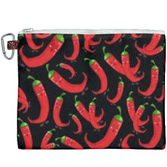 Seamless Vector Pattern Hot Red Chili Papper Black Background Canvas Cosmetic Bag (xxxl) by BangZart