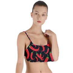 Seamless Vector Pattern Hot Red Chili Papper Black Background Layered Top Bikini Top 