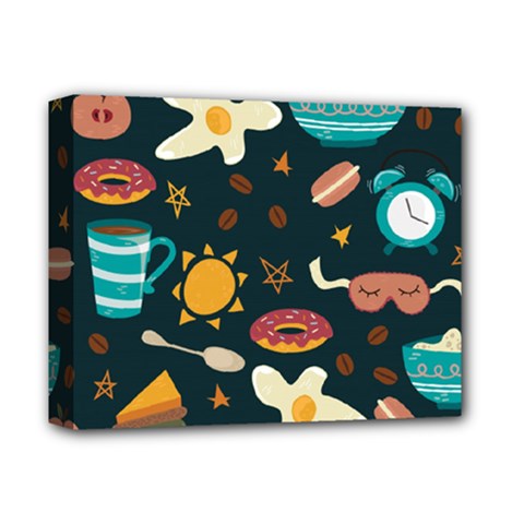 Seamless pattern with breakfast symbols morning coffee Deluxe Canvas 14  x 11  (Stretched)