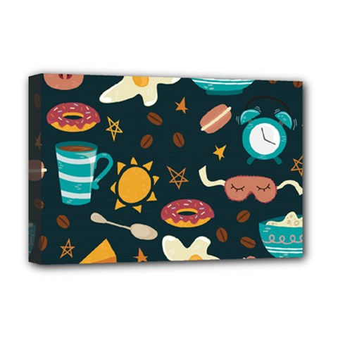 Seamless pattern with breakfast symbols morning coffee Deluxe Canvas 18  x 12  (Stretched)