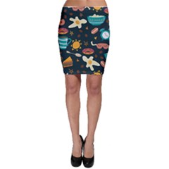 Seamless pattern with breakfast symbols morning coffee Bodycon Skirt