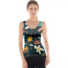 Seamless pattern with breakfast symbols morning coffee Tank Top