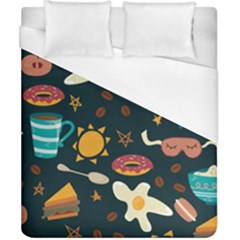 Seamless pattern with breakfast symbols morning coffee Duvet Cover (California King Size)