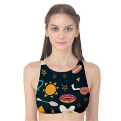 Seamless pattern with breakfast symbols morning coffee Tank Bikini Top