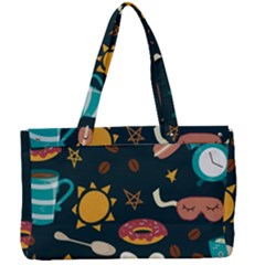 Seamless pattern with breakfast symbols morning coffee Canvas Work Bag