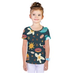 Seamless pattern with breakfast symbols morning coffee Kids  One Piece Tee