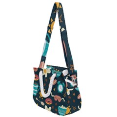 Seamless pattern with breakfast symbols morning coffee Rope Handles Shoulder Strap Bag