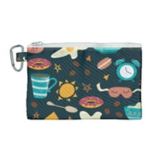 Seamless pattern with breakfast symbols morning coffee Canvas Cosmetic Bag (Medium)