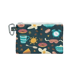 Seamless pattern with breakfast symbols morning coffee Canvas Cosmetic Bag (Small)