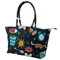 Seamless pattern with breakfast symbols morning coffee Canvas Shoulder Bag