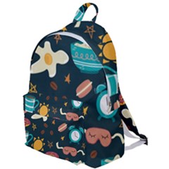 Seamless pattern with breakfast symbols morning coffee The Plain Backpack