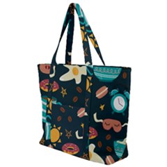 Seamless pattern with breakfast symbols morning coffee Zip Up Canvas Bag