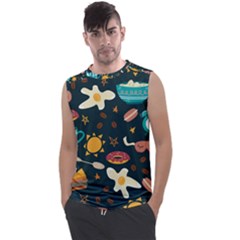 Seamless pattern with breakfast symbols morning coffee Men s Regular Tank Top