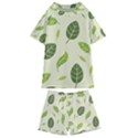 Leaf spring seamless pattern fresh green color nature Kids  Swim Tee and Shorts Set View1