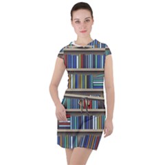 Bookshelf Drawstring Hooded Dress by BangZart