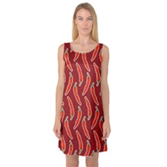 Chili Pattern Red Sleeveless Satin Nightdress by BangZart