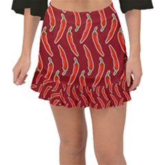 Chili Pattern Red Fishtail Mini Chiffon Skirt by BangZart