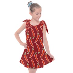 Chili Pattern Red Kids  Tie Up Tunic Dress by BangZart