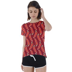 Chili Pattern Red Short Sleeve Foldover Tee