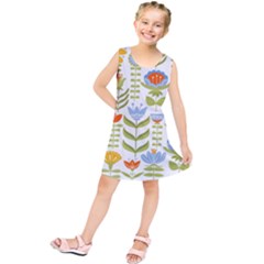 Seamless Pattern With Various Flowers Leaves Folk Motif Kids  Tunic Dress by BangZart