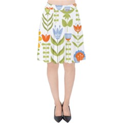 Seamless Pattern With Various Flowers Leaves Folk Motif Velvet High Waist Skirt by BangZart