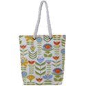 Seamless pattern with various flowers leaves folk motif Full Print Rope Handle Tote (Small) View1