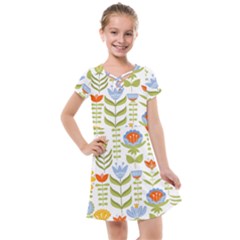 Seamless Pattern With Various Flowers Leaves Folk Motif Kids  Cross Web Dress by BangZart