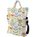 Seamless pattern with various flowers leaves folk motif Fold Over Handle Tote Bag View2