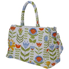 Seamless Pattern With Various Flowers Leaves Folk Motif Duffel Travel Bag by BangZart