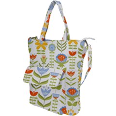 Seamless Pattern With Various Flowers Leaves Folk Motif Shoulder Tote Bag by BangZart