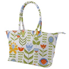 Seamless Pattern With Various Flowers Leaves Folk Motif Canvas Shoulder Bag by BangZart