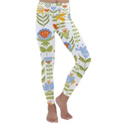 Seamless Pattern With Various Flowers Leaves Folk Motif Kids  Lightweight Velour Classic Yoga Leggings by BangZart