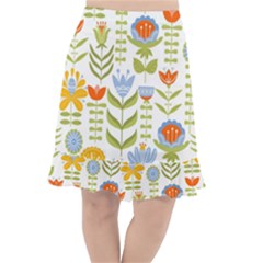 Seamless Pattern With Various Flowers Leaves Folk Motif Fishtail Chiffon Skirt by BangZart