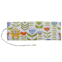 Seamless Pattern With Various Flowers Leaves Folk Motif Roll Up Canvas Pencil Holder (m) by BangZart